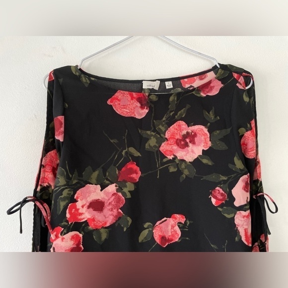 ARITZIA Wilfred Pozzi Black Floral Tie Sleeve Blouse - Picture 4 of 12